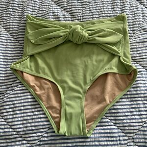 Kortni Jeane Large Ribbed Sage Green Tie-Up-Front Bottoms NWOT